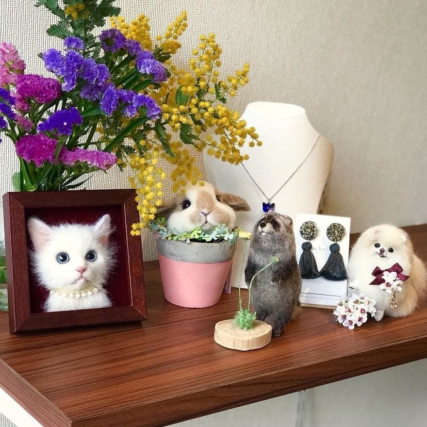 Реалистичные 3d-портреты кошек из их шерсти от японского художника